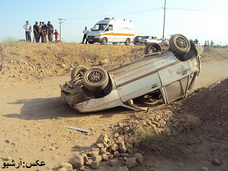 جاده مسجدسلیمان-اهواز هنوز هم قربانی می گیرد… !؟/کشته شدن زوج جوان و مجروحیت 4 نفر بر اثر واژگونی خودروی پراید