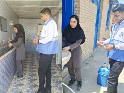 بازدید مشترک کارشناسان شرکت آب و فاضلاب و مرکز بهداشت از تأسیسات آبرسانی شهرستان حمیدیه